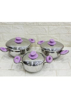 Buy Stainless steel cookware set with colorful handle, 3 pieces in Egypt