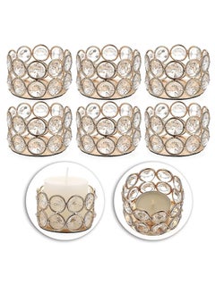 Buy Glass Candle Holder, Tea Light Holder, Crystal Votive Candle Holder, Decorative Tealight Stands Candle Centerpieces for Dining Table Wedding Party Home Decor (6 Pieces Gold) in Saudi Arabia