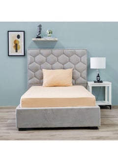 اشتري Sterling Cotton Fitted Sheet Satin Stripe 3 Piece Set 100% cotton Breathable Bedding Sheet Soft Microfiber Bed Sheets For Bedroom 180x200 + 30 cm Light Blue في الامارات