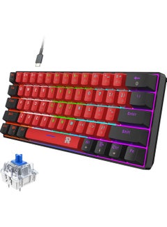 Buy 60% Wired Mechanical Gaming Keyboard, LED Backlit 61 Keys Small Wired Office Keyboard for Windows Laptop PC Mac in UAE