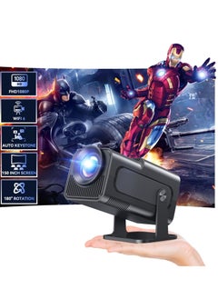 اشتري Mini Projector, Natvie 1080P Smart Projrctor Built-in Android TV 11.0, with Wifi and Bluetooth, Auto Keystone 4K Supported 10000 Lumens,180 Degree Rotation Short Throw Projector في الامارات