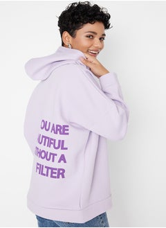 اشتري Lilac Thick Fleece Interior Printed On the Back Oversized/Cromatic Knitted Sweatshirt TWOAW23SW00904 في مصر