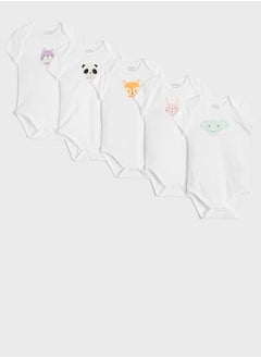 Buy Kids 5 Pack Animal Printed Bodysuit in UAE