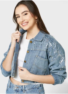 Buy Embellished Denim Jacket in Saudi Arabia