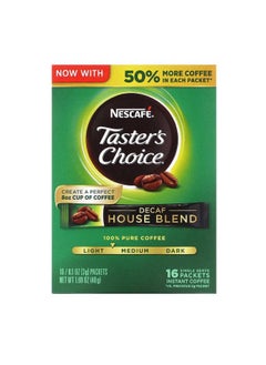 Buy Taster's Choice Instant Coffee House Blend Light/Medium Roast Decaf 16 Packets 0.1 oz 3 g Each in UAE