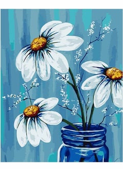 Buy Paint by Numbers DIY Acrylic Painting Kits Hobbies on Canvas Oil Three Beautiful Flowers with 3 Brushes & Bright Colors for Adults Beginner & Kids Ages 8-12 Adult Crafts Women 40*50cm in UAE