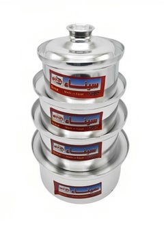 Buy 4-Piece Cookware Pot Set Silver in Saudi Arabia