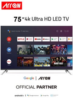 اشتري ARRQW 75 Inch LED 4K UHD HDR Smart TV Frameless Design HDR Dolby Vision Certified Android 11|RO-75LCS في السعودية