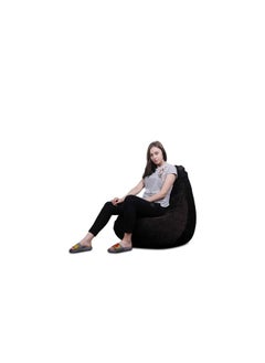 Buy Comfy Classic Soft & Fluffy Large Adult Size Velvet Black Bean Bag With Virgin Bouncy Beans in UAE