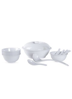 Buy 15-Piece Melamine Soup Set White in Saudi Arabia