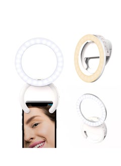 اشتري Selfie Ring Light, Clip-on Selfie Ring Light for Phone, Rechargeable Portable Travel Clip On Light, for Laptop iPhone iMac Monitor, for  Make Up, Video Recording, Phone Photography, Conference في الامارات