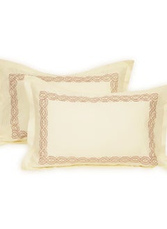 اشتري Luxurious Embroidered 400 Thread Count 100 Percent Cotton Pillow Case Set of 2 في السعودية