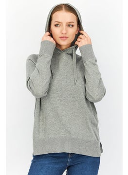 اشتري Women Hooded Solid Long Sleeve Sweatshirts, Grey في السعودية