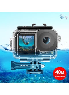 Buy For DJI Osmo Action 3 PULUZ 40m Underwater Waterproof Housing Diving Case with Cold Shoe & Buckle Basic Mount & Screw in UAE