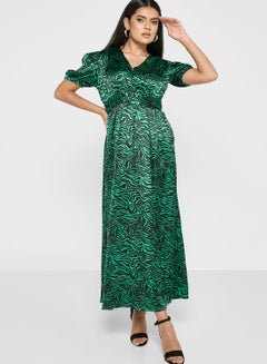 Buy Puff Sleeve Printed Dress in Saudi Arabia