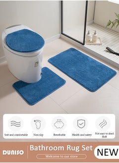 Buy 3 Piece Bathroom Rug Set Includes Bath Rug, Contour Mat and Toilet Lid Cover, Super Soft Water Absorbent & Non-Slip Bath Mats for Bathroom Floor, Tub and Shower Room, Machine Washable in UAE