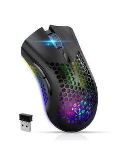 Buy Wireless Gaming Mouse Silent Click Gaming Mouse Wireless Rechargeable With 5 Lights Modes And 3 Level Adjustable Dpi Builtin 400Mah Lithium Battery Ergonomic Mice For Laptop And Computer in UAE
