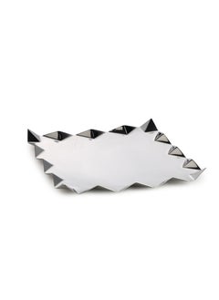 Buy ARTTDINOX Designer Stainless Steel Square Platters | Corporate Gifting | Zig Zag Serving Tray for Food Dessert Fruit Coffee Tea | Criss Cross Series in UAE