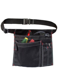 Buy Multifunctional Canvas Tool Belt Pouch with Adjustable Belt Clip, 12OZ Waist Apron for Workshop Storage, Woodworking Tools, Screwdrivers, and Gardening, Black in UAE