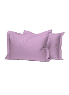 اشتري 2-Piece 100 Long Staple Soft Sateen Weave 400 Thread Count Luxury Bed Pillow Cases Cotton Dusty Lavender 50x75cm في الامارات