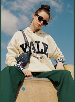 Buy Woman Yale University Licenced Oversize Fit Hooded Long Sleeve Knitted Sweat Shirt in UAE