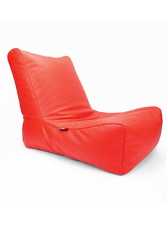 Buy Luxe Decora Sereno Recliner Lounger Faux Leather Bean Bag with Filling Red in UAE