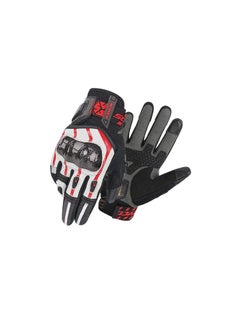 اشتري SCOYCO Motorcycle Gloves Cowhide Leather Touchscreen Full Finger Summer Gloves Breathable Gloves for Cycling Outdoor Sports MC109-RED Size Large في الامارات