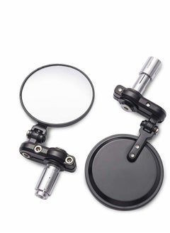 Buy 7/8" 22mm Motorcycle Handlebar Bar End Mirror 3 Inch Round Rear View Side for Scooter Chopper Cruiser (Black) in UAE