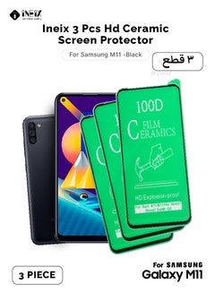 Buy 3 Pcs HD Ceramic Screen Protector For Samsung Galaxy M11 - Clear/Black in Saudi Arabia