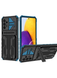 Buy Kickstand Shockproof Case For Samsung Galaxy A73 5G with Detachable Card Holder Blue in Saudi Arabia