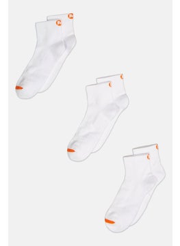 اشتري Men 3 Pairs Ankle Socks, White/Orange في السعودية