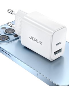 Buy 20 W USB C Charger Compatible with iPhone 15, JSAUX 2-Port Fast Charger USB-C Power Supply and USB-A Charging Plug Compatible with Samsung Galaxy S23 S22 S21, iPhone 15/14/13/12 Pro Max Plus etc. in Egypt