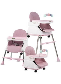 Buy High chair 4 * 1 with 3 adjustable height levels, a footrest, a padded seat and a strong reinforcement, with a food tray with amusing games to attract attention, a safety belt, strong legs in Egypt