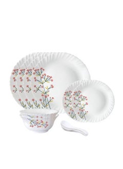 Buy British Chef's ten-pieces Opalware dinner set comprises two side plates, two soup bowls, two full plates, and two white spoons. suitable for the microwave and dishwasher. in Saudi Arabia