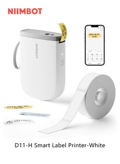 Buy New D11-H Label Maker Machine with 300dpi Upgraded Resolution, Bluetooth Label Printer, Portable Thermal Printer with 15mm Printing Width, Sticker Maker for Organizing Home Office School (White) in Saudi Arabia