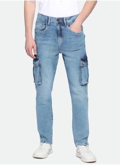 Buy Slim Fit Cargo Jeans with Belt Loops in Saudi Arabia