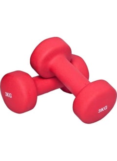 Buy Neoprene Dumbbells - 3 Kg X 2-Red in UAE