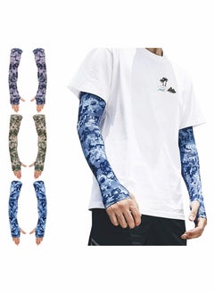 اشتري UV Protection Cooling Arm Sleeves for Men Women, UPF 50 Compression Long Cover Cycling, Running, Football, Driving, Fishing, Golf, Hiking (3 Pairs) في السعودية