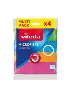 Buy Microfibre Colors Cleaning Cloths 30x30 cm, Multicolor, Pack of 4 in UAE