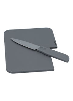 Buy 2-Piece Chopping Board and Knife Set Multicolour 23.8 x 16.2 x 1 cm AC31725 in Saudi Arabia