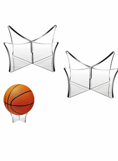 اشتري 2 PCS Racks Football Display Stand, Acrylic Ball Display Stand Multi-function Ball Stand Holder Clear Basketball Stand for Soccer Football Basketball Volleyball Bowling Ball Holder for Display في السعودية