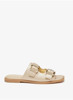 Buy Women Buckle Detail Slip-On Flat Sandals in Saudi Arabia