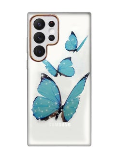 Buy Samsung Galaxy S22 Ultra Butterfly Print Clear Case Ultra Slim Shockproof Transparent Cover Design 10 in UAE