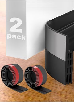 Buy 2 Pack Door Draft Stopper Under Door Sweeper Seal Blocker Weather Stripping Soundproof Rubber Bottom Seal with Wider Strong for Interior Exterior Doors 1M Black in UAE