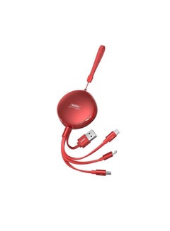 Buy Charging Cable-Surui 2.1A Telescopic Storage One-To-Three Charging Cable Rc-185Th - Red in Egypt
