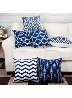 Buy Pack of 6 Throw Pillow Covers for Couch Modern Decorative Geometric Patterns 45x45CM in Saudi Arabia