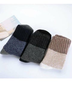 Buy Wool Socks, Soft Warm Comfortable Thick Casual Winter Socks Designed for Winter with Classic Touch and Knitted Material Unisex (3 Pairs) One Size in Saudi Arabia