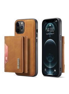 Buy Wallet Case for Apple iPhone 12 Pro Max, DG.MING Premium Leather Phone Case Back Cover Magnetic Detachable with Trifold Wallet Card Holder Pocket (Brown) in UAE