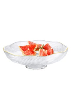 اشتري Footed Glass Fruit Bowl, with Golden Rim Dessert Serving Dish Fruit Serving Plate, for Fruit Snacks Candy - Diameter Table Centerpiece Dish - White Transparent Dish في الامارات