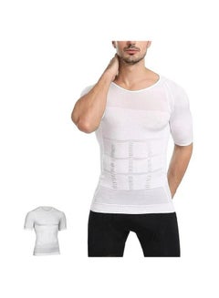 Buy Men's Compression Shirt Undershirt Slimming Tank Top Workout Vest Abs Abdomen Slim Body Shaper in UAE